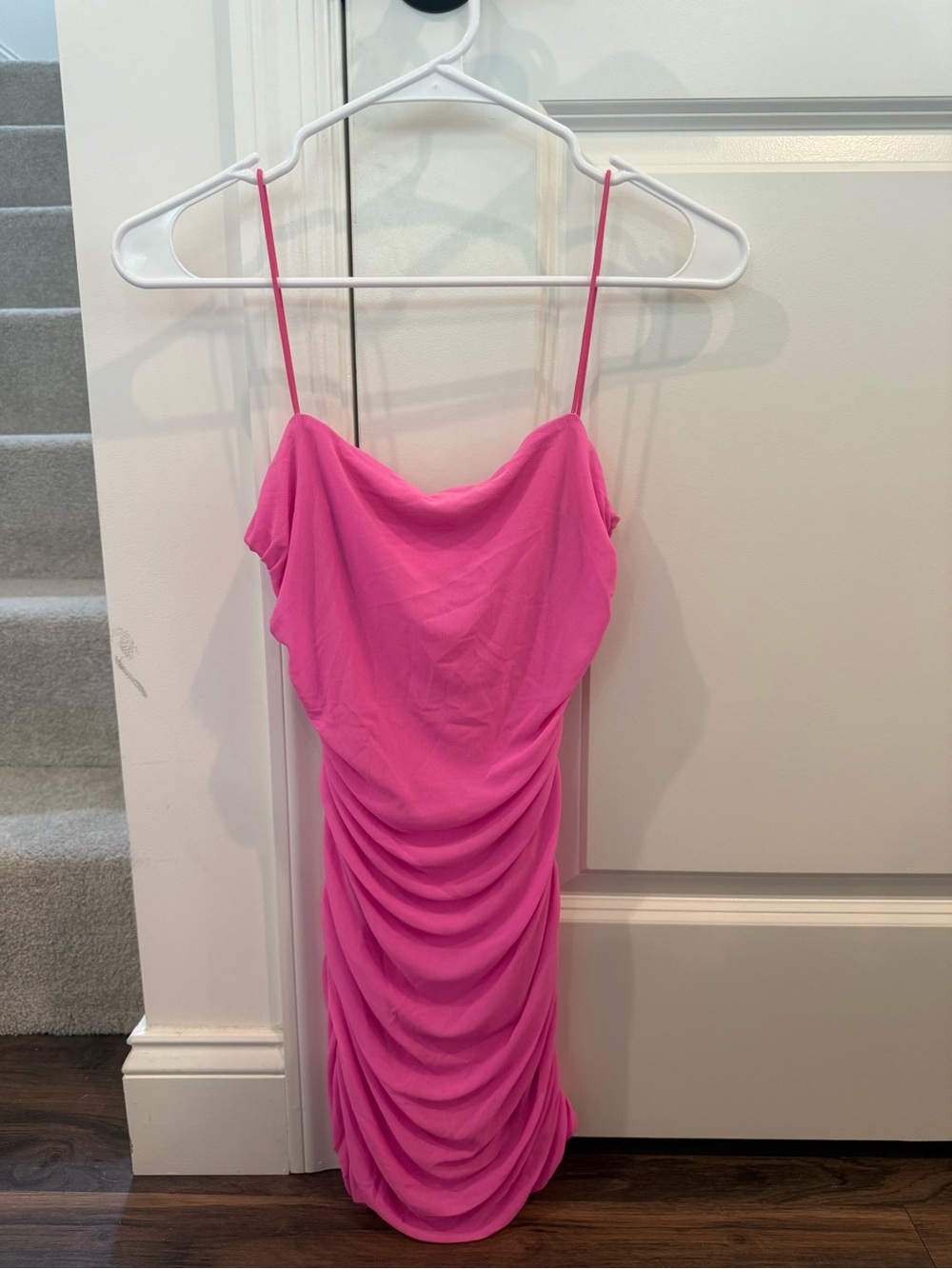 Princess Polly Bright Pink Slip Dress with Mesh Overlay
